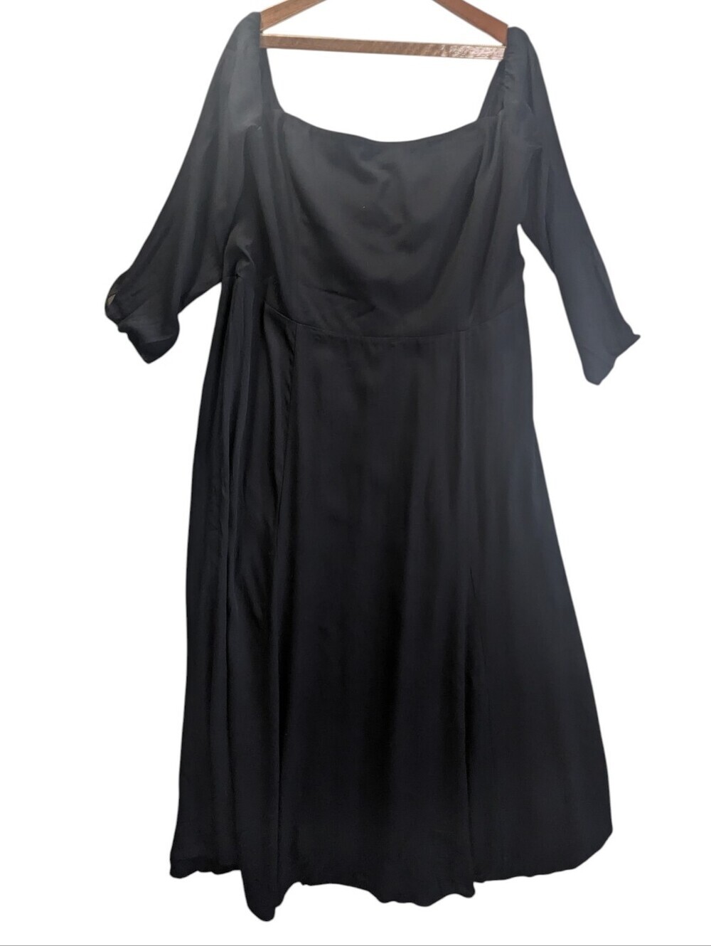 Reformation Black Off-Shoulder Smocked Maxi Dress Size US 18 FLAW - Picture 2 of 12